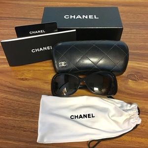 AUTHENTIC CHANEL Black Acetate Frame Sunglasses